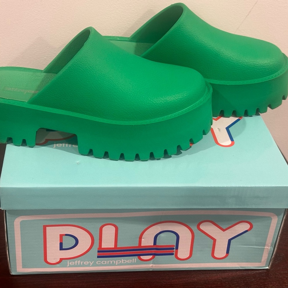 Jeffrey Campbell Vibrant Green Platform Mules